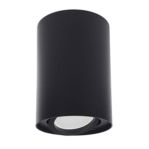 Maclean MCE422 Ceiling Light with GU10 Socket for LED Halogen Lamps Up to 40W Surface-Mounted Swiveling Aluminum (Black, 1 Piece - Round)