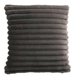Appletree Faux Fur Cushion – Charcoal Grey Stripe Design – 43x43cm Super Soft Throw Pillow with Filling – Fake Rabbit Fur Texture – Luxury Decorative Accent for Sofa, Bed or Chair