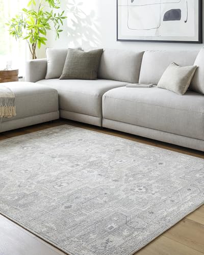 Livabliss x Becki Owens Elle Vintage Carpet 200x275 cm, Scandi Neutral Traditional Boho Design for Living Room & Bedroom, Easy Care Pile, Sage Tan Grey