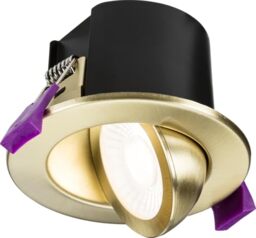 Knightsbridge SpektroLED Evo Tilt - Fire Rated IP65 Downlight with 2 x Wattage and 4 x CCT - Brushed Brass