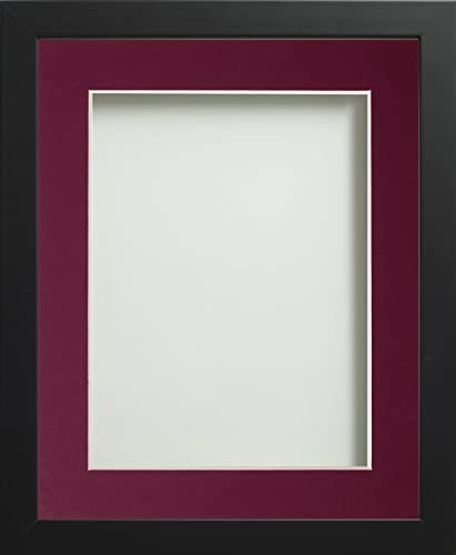 Frame Company Connolly Range Black Wooden Picture Photo Frame with Plum Mount, A1 for pic size A3 *Choice of Sizes* Fitted with Perspex