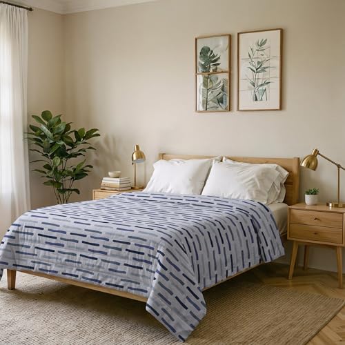 Karma Line Summer Quilt Made in Italy Printed Soft Microfibre Bedspread - Spring Summer Mid-Season Quilt - Fun Blue, Double 250 x 240 cm