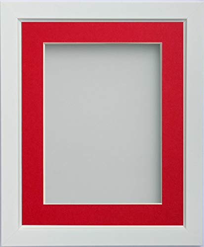 Frame Company Ainsworth Range White 14x11 inch Picture Photo Frame with Red Mount for Image A4 * Choice of Sizes* Fitted with Real Glass