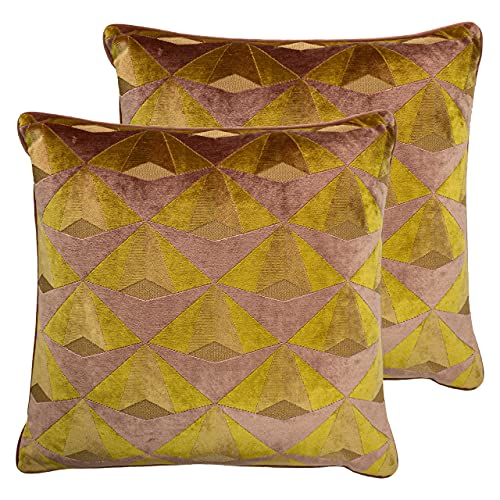 Paoletti Leveque Polyester Filled Cushions (Twin Pack), Polyester, Ochre/Blush