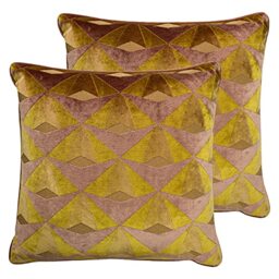 Paoletti Leveque Polyester Filled Cushions (Twin Pack), Polyester, Ochre/Blush