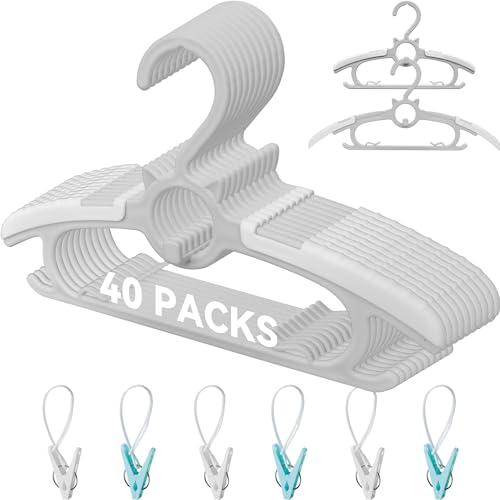 "Baby Clothes Hangers for Nursery Extendable and Non-Slip Newborn Toddler Kids Clothes 11""-14.6"" Adjustable Kids Clothes Hangers Pants Hangers for Girls Boys"