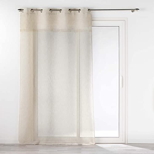 Douceur d'Intérieur Eleania 140 x 240 cm Linen Woven Eyelet Curtain with Fringe