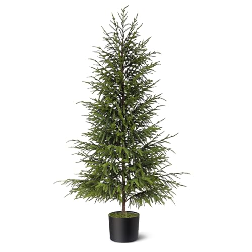 4ft Christmas Norfolk Pine Tree Artificial Christmas Tree Faux Potted Plants for Front Porch Christmas Indoor Outdoor Decor