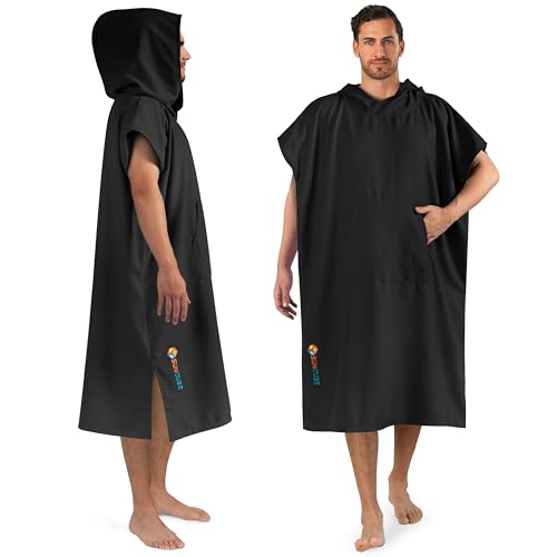 SUN CUBE Surf Poncho Changing Robe with Hood, Quick Dry Microfiber Wetsuit Changing Towel with Pocket for Surfing Men Women