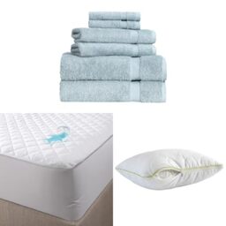 BERIBO Comfort Towel Set with Pillow & Mattress Protector (King, Sea Foam)