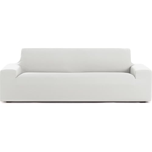 ECOMMERC3 Bi-Elastic Breathable 2 Seater Sofa Cover ??? White Non-Slip Fit Sofa Cover, Easy to Put on and Remove, Includes Fastening Foams