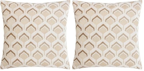 Paoletti Ledbury Velvet Jacquard Cushion Cover, Warm Taupe (Pack of 2)