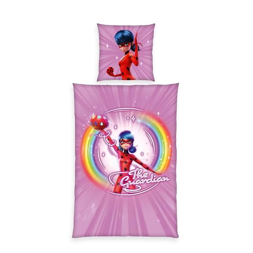 Herding Miraculous Bed Linen, Pillowcase Approx. 80 x 80 cm, Duvet Cover Approx. 135 x 200 cm with Button, 100% Cotton