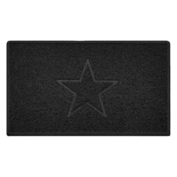 Nicoman Star Shape Embossed Entrance Door Mat Non Slip Dirt Trapper PVC Spaghetti Mat with Rubber Base, Jet Washable Quick Drying Doormat Indoor or Outdoor - (Medium, Black, 75 x 44cm)