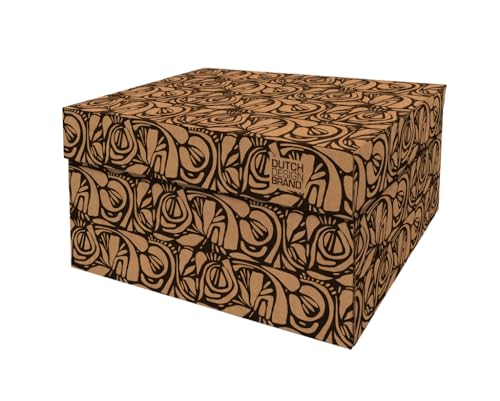 "DDB Dutch Design Brand Classic Storage Box with Lid - Storage Boxes - FSC Certified Recyclable Cardboard (Size: 15.3"" x 12.5"" x 8.3"") (Roots)"