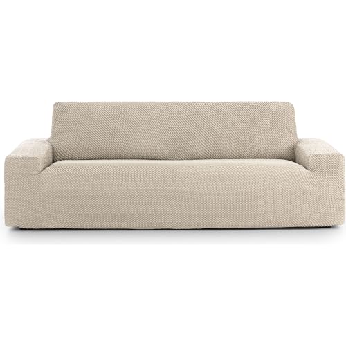 ECOMMERC3 Universal and Versatile 3 Seater Sofa Cover - Ecru Colour Protector Easy to Install for Back, Seat and Arms