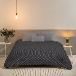 Bleu Calin Hermance Warm Printed Double Duvet - Polyester, Grey, 220 x 240 cm