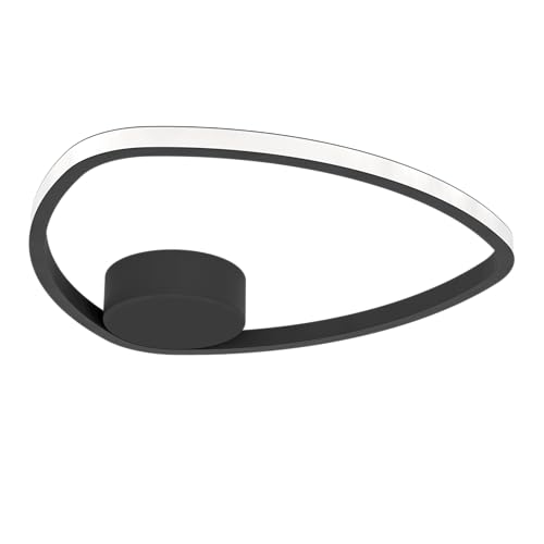 Eglo LED Ceiling Light Fixture Moschella, Flush Mount lamp with dip Switch, Living Room and Office Lighting, Black Metal, White Plastic, Warm - Cool White