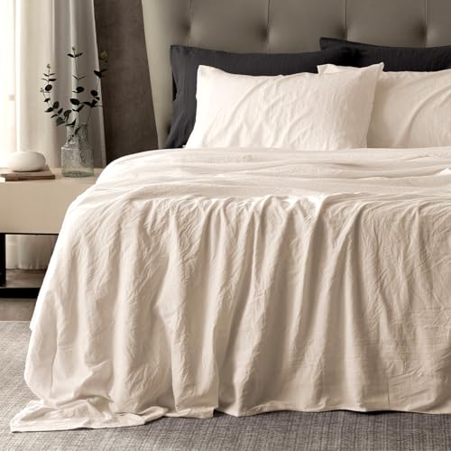 SLEEP ZONE Bed Sheets - Twin Sheets Set for Bed - Washed Microfiber - 3 Piece Hotel Luxury Bedding Sheets with Fitted Sheet, Flat Sheet & 1 Pillowcases - Deep Pocket (Beige)