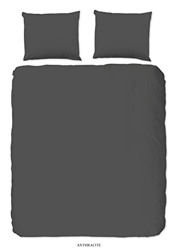 Single Duvet Cover 140 x 220 cm Cotton Satin Anthracite
