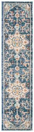 Safavieh Distressed Rug for Living Room, Dining Room, Bedroom - Madison Collection, Short Pile, in Blue and Light Blue, 66 x 122 cm