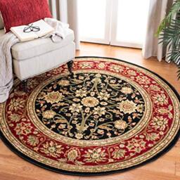 SAFAVIEH Traditional Rug for Living Room, Dining Room, Bedroom - Lyndhurst Collection, Short Pile, in Black and Beige, 122 X 122 cm
