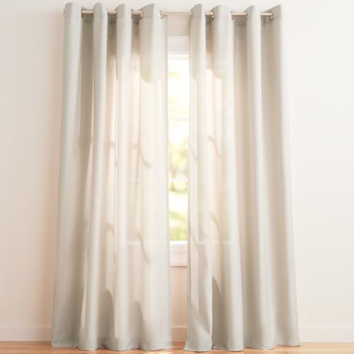"Exclusive Home Loha Linen Window Curtain Panel, Polyester, Natural, 108"" Length"