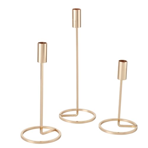 Boltze Fio 2008260 Candle Holder Set of 3 Gold Metal 20/26/32 cm High Modern Design Garden Decoration Table Decoration Candle Accessories