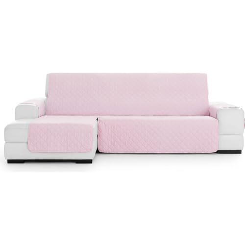 ECOMMERC3 - Chaiselong Mini Left Padded and Non-Slip Sofa Cover ??? Pink Chaiselong Sofa Cover Full Protection, Comfort and Style in Adjustable and Washable Design