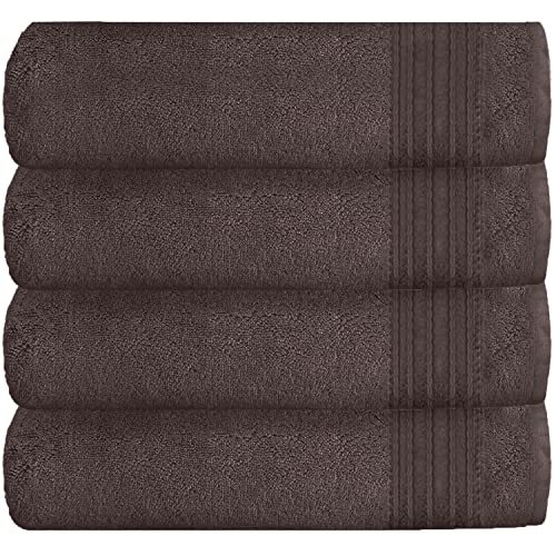 GC GAVENO CAVAILIA Extra Absorbent Luxury, Ultra Soft New Hampton 100% Ringspun Cotton Bath Towels, Pack of 4, Egyptian, Walnut, 70x120 Cm