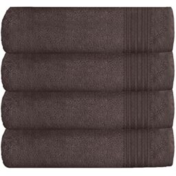 GC GAVENO CAVAILIA Extra Absorbent Luxury, Ultra Soft New Hampton 100% Ringspun Cotton Bath Towels, Pack of 4, Egyptian, Walnut, 70x120 Cm