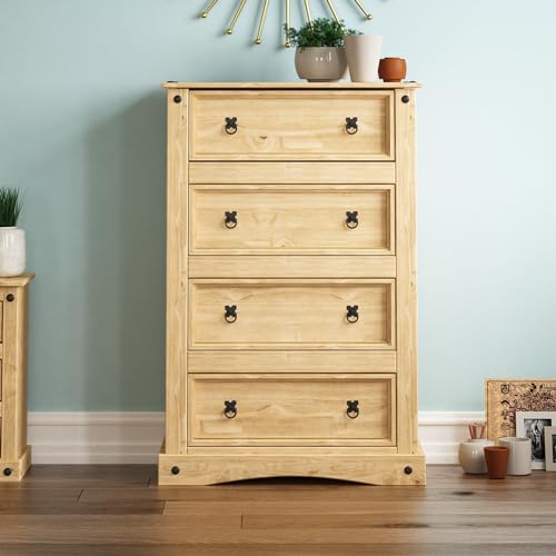 Vida Designs Corona Chest Of Drawers, 4 Drawers, Solid Pine Wood