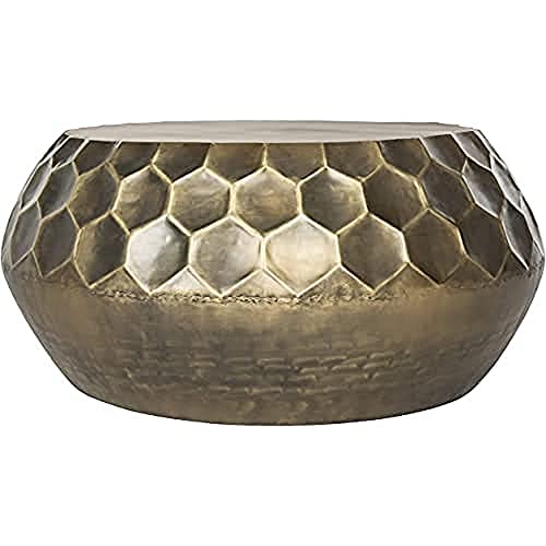 SAFAVIEH Glam Accent Table with Iron Legs, in Antique Brass, 84 X 84 X 34.92