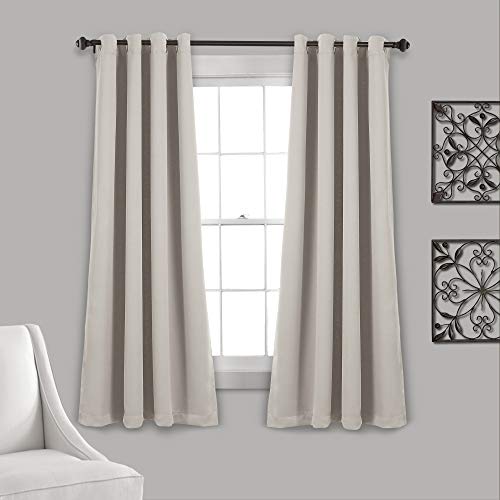 "Lush Decor Insulated Grommet Blackout Window Curtain Panels, Pair, 52"" W x 63"" L, Wheat - Classic Modern Design - Chic Window Decor - Curtains For Living Room, Bedroom, Or Dining Room"