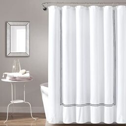 "Lush Decor Hotel Collection Shower Curtain, 72"" x 72"", White & Navy"