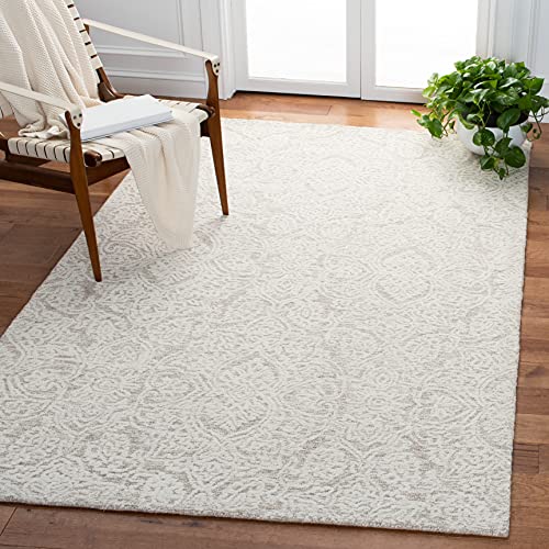 Safavieh Geometric Rug for Living Room, Dining Room, Bedroom - Metro Collection, Short Pile, in Ivory, 90 x 150 cm