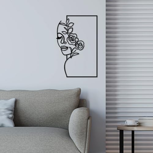 Stylish Black Decorative Metal Wall Accessory, 50 x 33 cm, 100% Metal (1.5 mm Thick), Easy Wall Mounting, Perfect for Modern Home Decor