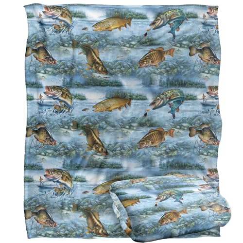 Jq Licensing Freshwater Gamefish Fishing Pattern 2 Silky Touch Super Soft Throw Blanket 152 X 127 Cm