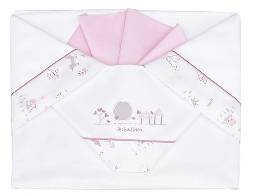Andy & Helen 3-piece set for crib side bed/next to me, Cotton, pink, NORDICO