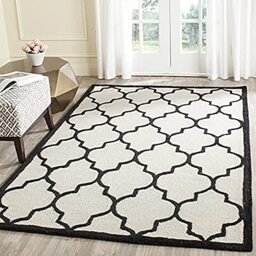 Safavieh Trellis Indoor Hand Tufted Rectangle Area Rug, Cambridge Collection, CAM134, in Ivory / Black, 91 X 152 cm for Living Room, Bedroom or Any Indoor Space