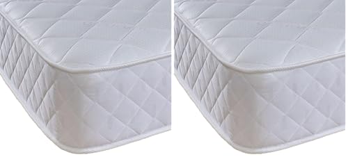 eXtreme comfort ltd Cooltouch Plus Diamond Essentials Foam Free Pinna-Coil Bonnell Innerspring Maximum Value Mattress Plush Feel, White, 18cms Deep, 3ft Single (Pack of 2)