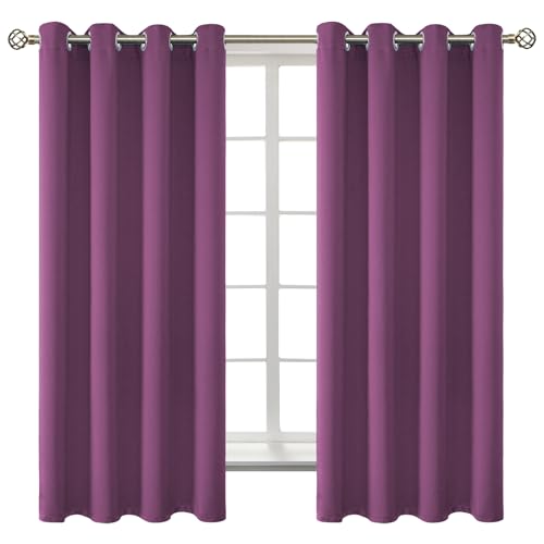 BGment Room Darkening Curtains 63 Inches Long - Grommet Thermal Insulated Drapes Window Treatment Curtains for Bedroom, 2 Panels, 52 x 63 Inch, Eggplant Purple