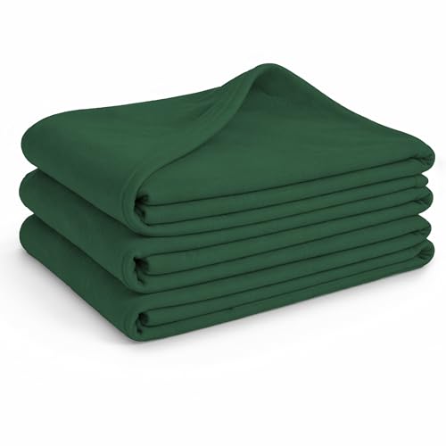 Glart G3TG Oeko Tex Fleece Blankets 3pc Set - 130x160 cm, 100% Polyester, 200 g/m² - fir green, versatile for use as a throw, cuddle blanket, sofa blanket, guest blanket or picnic blanket.