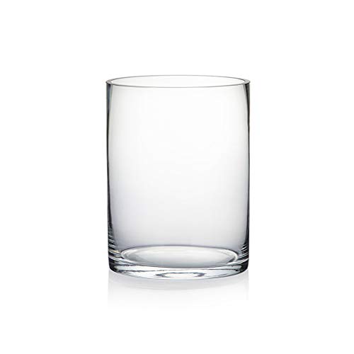 "WGV Cylinder Vase, Open Width 6"", Height 8"", Clear Glass Floral Container, Candle Holder for Wedding Centerpiece, Party Event, Home Office Decor, 1 Piece"