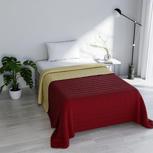 Italian Bed Linen Elegant Single Summer Bedspread 170 x 270 cm 170 x 270 cm Burgundy/Cream