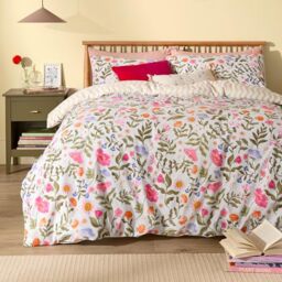 furn. Summer Solstice Duvet Cover Set – Reversible Celestial Floral Wiggle Stripe Cotton Blend Bedding (Multicolour - King)
