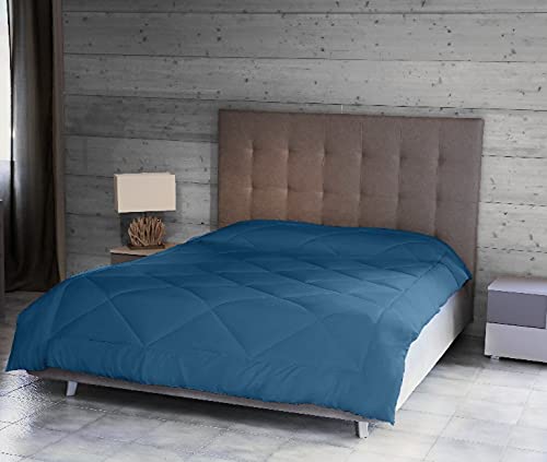 Homemania 14740 Two-Tone Solid Colour Duvet, Double, Winter-for Bed-Blue, Azure Microfibre, 250 x 200 cm