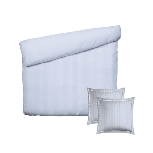 Pure Cotton Pure Cotton 3-Piece Bedding Set - Duvet Cover 200 x 220 cm and 2 Pillowcases 80 x 80 cm - 100% Cotton Percal, 80 Thread Count, 112 GSM - Oeko-TEX Certified - Light Blue