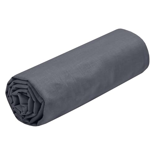 STOF - Fitted Sheet - Size 140 x 190 (200) cm Large 30 cm - 100% Oeko-Tex Certified Cotton - Slate Colour - Eden Model - Bed Linen for Home - Soft and Comfortable for a Cosy Nest