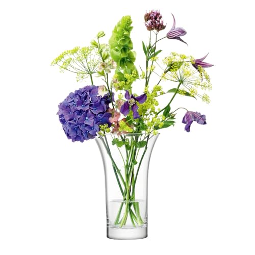 LSA International Flower Flared Bouquet Vase H22cm Clear- 1 Unit - Mouthblown & Handmade Glass - FW32